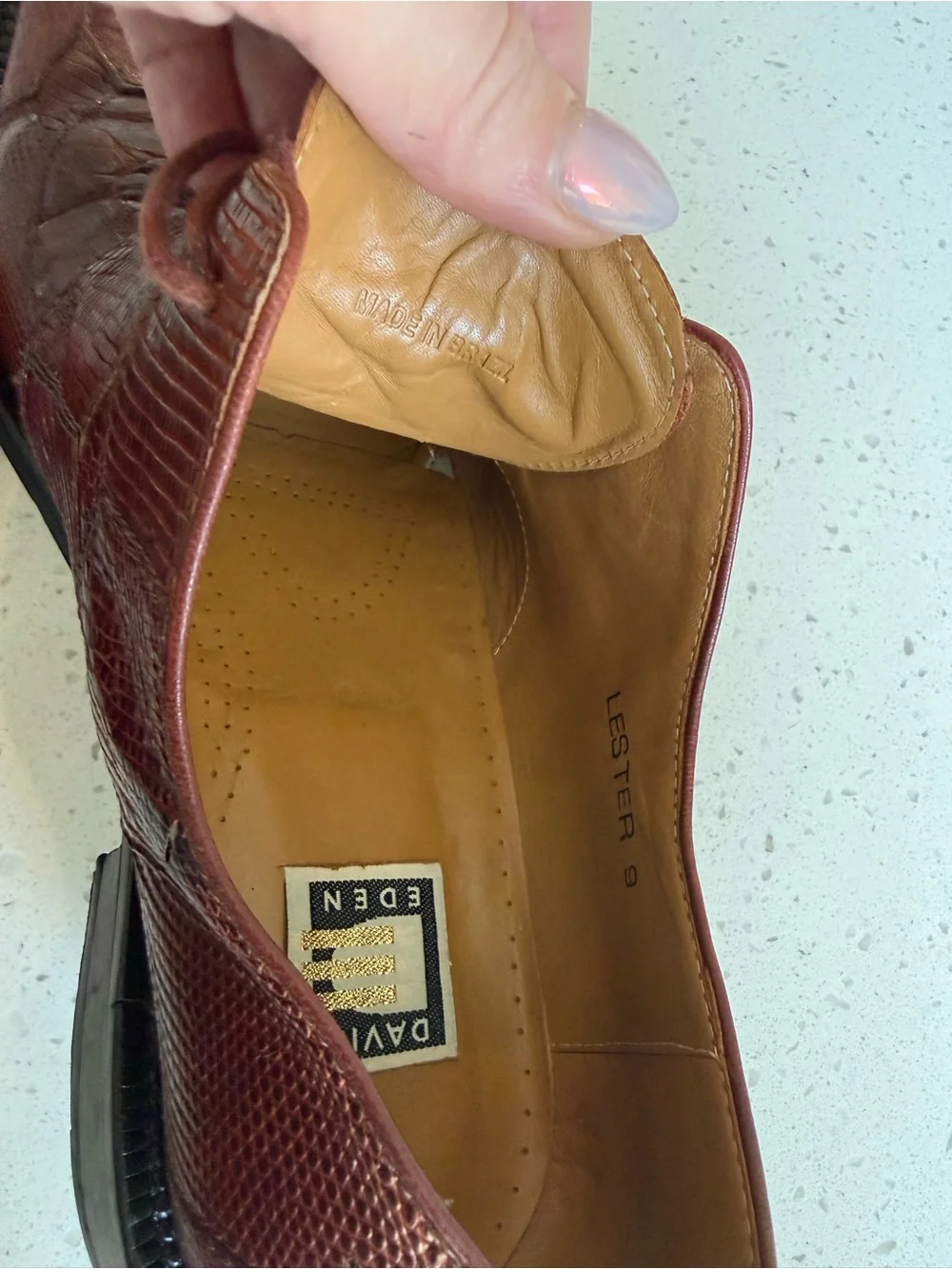 David Eden Genuine Croc Burgundy Leather Derby Shoes